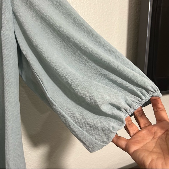 NWT Modcloth V-neck Top Bubble Sleeve Swingy Relaxed Textured Sea Green Sz 3X - Picture 4 of 12